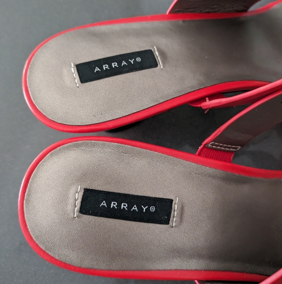 Array Red Sandal Heels Size 11M 3" Heel Flip Flop Straps NWOB - Picture 8 of 12